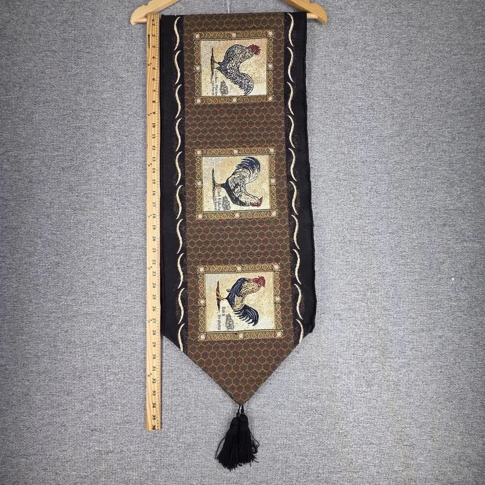 C. MCKINLEY ROOSTER BREEDS WALL HANGING / TABLE RUNNER 34x13 VINTAGE Y2K